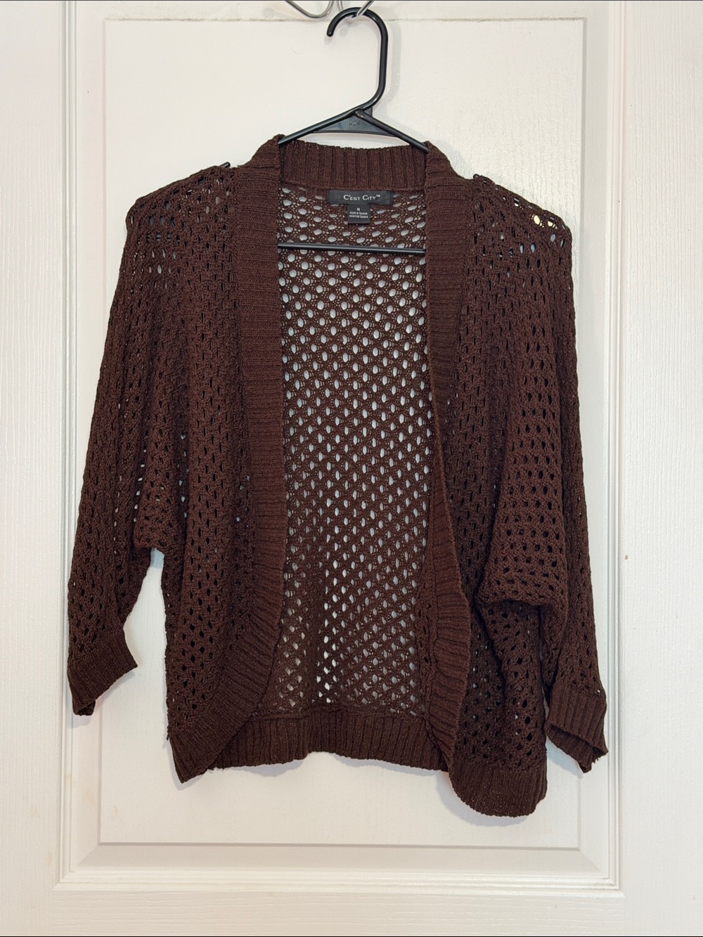 Cozy Open-Knit Brown Cardigan - CeCe